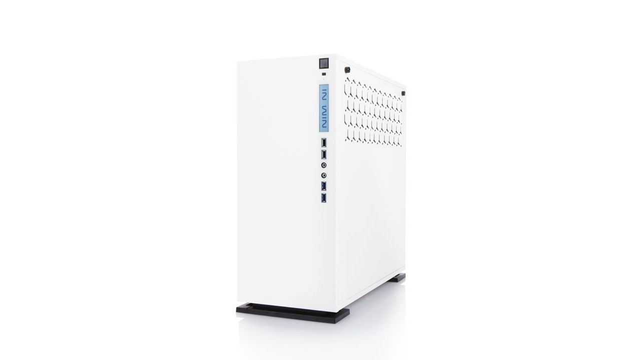 In-Win Cf06 303 Mid Tower Chassis - White With Tool-Less Full-Sized Tempered Glass Side Panel Neon Led Logo+I/O Panel On Fronto Panel 1.2mm Secc No Psu