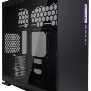In-Win 303c Mid Tower Chassis With Usb3.1 Type-C + Rgb ( Support Asus Aura Sync Msi Mystic Light + Gigabyte Rgb Fusion ) - Black - Tool-Less Full-Sized Tempered Glass Side Panel Neon Rgb Led Logo+I/O Panel On Fronto Panel 1.2mm Secc No Psu