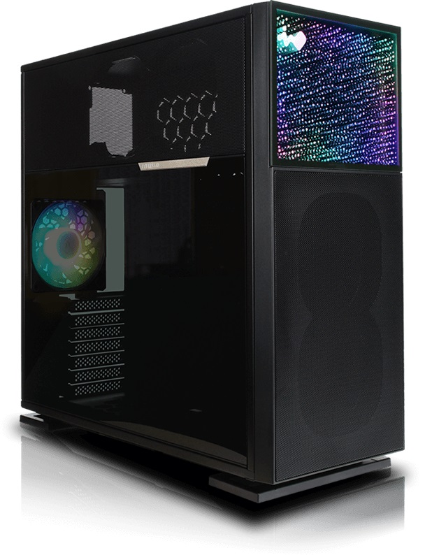 In Win N515 Nebula Mid Tower Chassis - Nebula Panel With Tempered Glass + Inner/Outer Parallel Mirrors Infinite Depth Perception Front Argb Logo Display 2x Mesh Panels With Honeycomb Vents Quick-Release Side Panel Removal Button + Magnetic Side Panel
