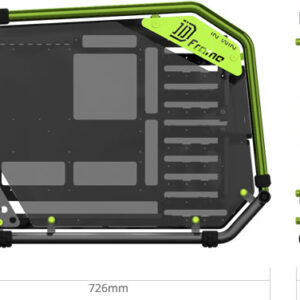 In-Win Ca03 D-Frame 2.0 2.0 Black+Green - Open Frame Chassis With Gold Plated Steel Tubing + 2x Sided Tempered Glass