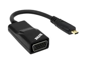 Sunix H2v57c0 Micro-Hdmi ( Type-D / 2.8x6.4mm ) To Vga 80mm Converter Cable ( For Mobile Device With Micro-Hdmi ) With Emi Shielding For Anti-Jamming Signal Support Upto Wuxga 1920x1200 - Retail Pac