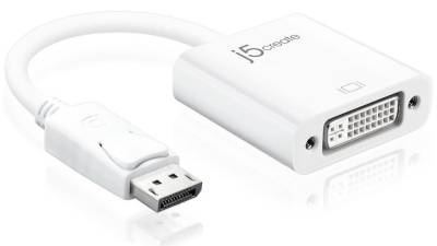 J5create Jda134 Displayport To Dvi 90mm Converter Cable ( Female Work With Existing Hdmi Cable ) - Support Upto Full Hd 1920x1200 / 1080p @60hz White For Mac Or Pc - Retail Pack