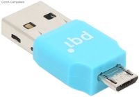 Pqi Rf01-0011r014j Connect 203 Blue - Microreader For Microsdhc/Sdxc Flash Drive Type With Usb+Microusb Dual Interface - 33x14.7x8.3mm Ultra-Compact