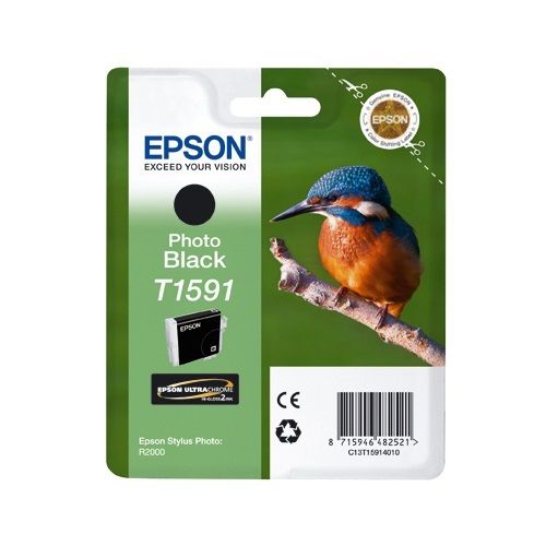 Epson T1591 ( C13t15914010 ) - Photo Black Kingfisher Ink - For Stylus Photo R2000