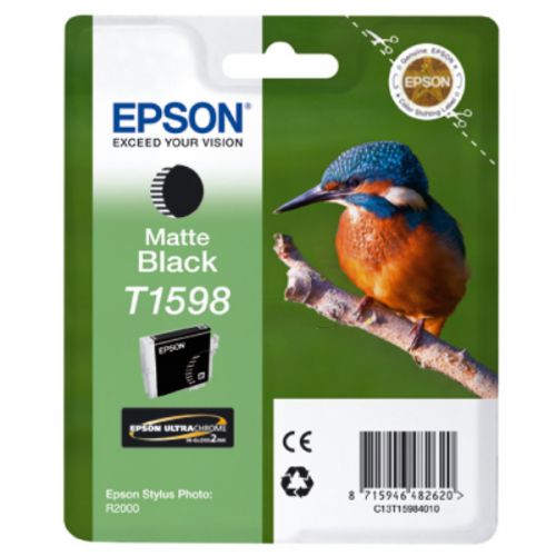 Epson T1598 ( C13t15984010 ) - Matte Black Kingfisher Ink - For Stylus Photo R2000