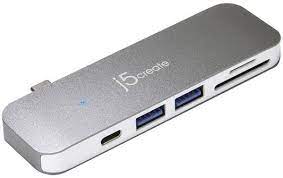 J5 Create Jcd388 6-In-1 Ultradrive Minidock - Usb3.0 Type-C ( Gen1/5gbps ) Universal Docking Station - 1x Type-C + 2x Usb3 Type-A + Dual Card Readers ( Sdxc + Microsdxc ) ; For Windows Or Mac 32x11x107mm Aluminum Housing