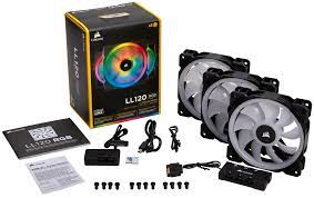 Corsair Co-9050072-Ww Ll120 Rgb Black Frame - X3 Kit + ( Lighting Node Pro ) + 6port Hub - With 16x Rgb Leds In 2 Separate Light Loops ; 120x120x25mm Advanced Hydraulic Bearing 9 Blades Pwm Fans Rubber Corners For Noise Reduction 600-1500rpm 24.8dba