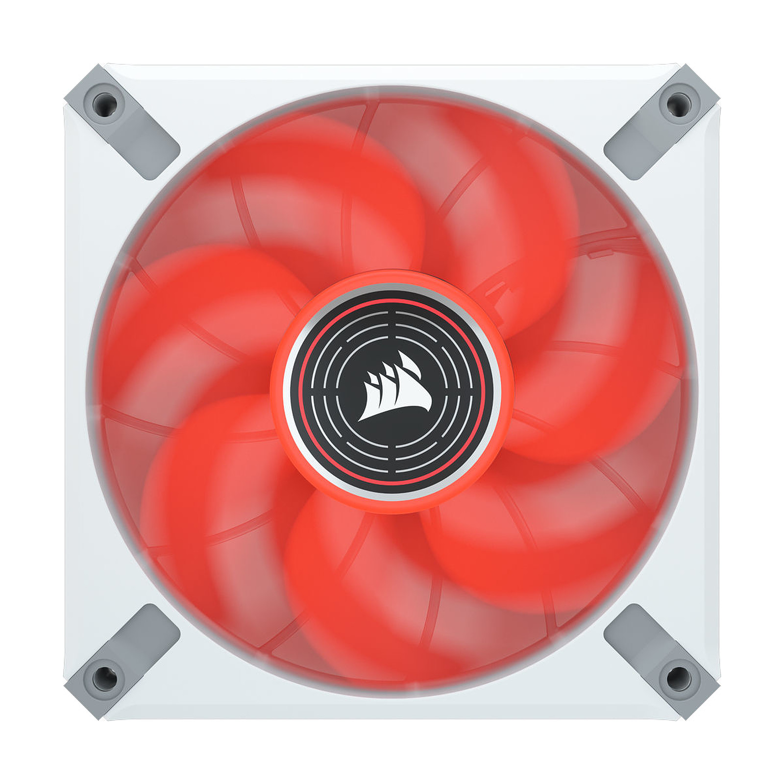 Corsair Co-9050126-Ww Ml120 Elite White With 8x Red Led 120x120x25mm Premium Magnetic Levitation Bearing 7 Blades Pwm Fans With Airguide 450-2000rpm 10-30dba 15-58cfm 0.3-2.9mm/H2o Static Pressure