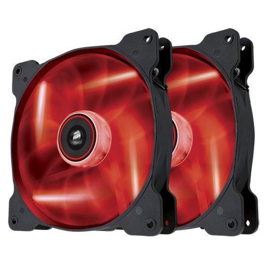 Corsair Co-9050029-Ww Sp120 Led - Red - X2 ( Twin Pack ) ; 120x120x25mm Sleeve Bearing 7 Blades 1650rpm 26.4dba 57.24cfm 1.46 Mm/H2o Static Pressure