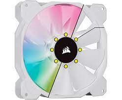 Corsair Co-9050136-Ww Sp120 Rgb Elite White - With 8x Rgb Leds 4x Lighting Effects ; 120x120x25mm Advanced Hydraulic Bearing 7 Blades Rubber Corners For Noise Reduction 550-1500rpm 18-26.5dba 16.91-47.73cfm 0.28-1.46 Mm/H2o Static Pressure