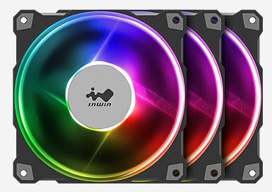 Inwin Al120 Luna Argb X3 Kit + Controller - 120x120x25mm 9x Crescent Blades Pwm Fans Fdb ( Fluid Dynamic Bearing ) Bearing Shockproof Rubber Corners For Noise Reduction 400-1800rpm 25-35.5dba 82.96 Cfm 2.31 Mm/H2o Static Pressure