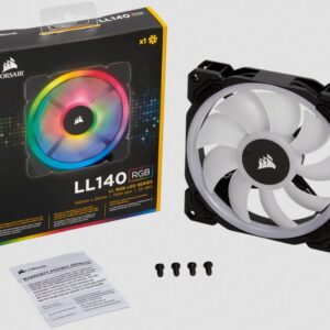 Corsair Co-9050073-Ww Ll140 Rgb - With 16x Rgb Leds In 2 Separate Light Loops ; 140x140x25mm Advanced Hydraulic Bearing 9 Blades Pwm Fans Rubber Corners For Noise Reduction 600-1300rpm 25dba 51.5cfm 1.52 Mm/H2o Static Pressure