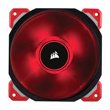 Corsair Co-9050047-Ww Ml140 Pro + 12x Red Led - Black+Red Corner Highlight Replaceable Corners Mounted To Anti-Vibration Rubber Dampers 140x140x25mm Premium Magnetic Levitation Bearing 7 Blades 400-2000rpm 16-37dba 20-79cfm 0.2-3 Mm/H2o Static Pr