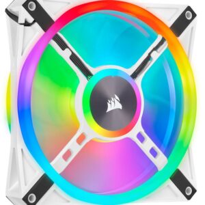Corsair Co-9050105-Ww Ql140 Rgb White Frame - With 34x Rgb Leds In 2+2 ( Double Sided ) Separate Light Loops ; 140x140x25mm Advanced Hydraulic Bearing 9 Blades Pwm Fans Rubber Corners For Noise Reduction 600-1250rpm 26dba 50.2cfm 1.4 Mm/H2o Static