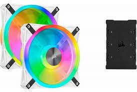 Corsair Co-9050106-Ww Ql140 Rgb White Frame - X2 Kit + 6port Hub ( Lighting Node Core ) With 34x Rgb Leds In 2+2 ( Double Sided ) Separate Light Loops ; 140x140x25mm Advanced Hydraulic Bearing 9 Blades Pwm Fans Rubber Corners For Noise Reduction 600