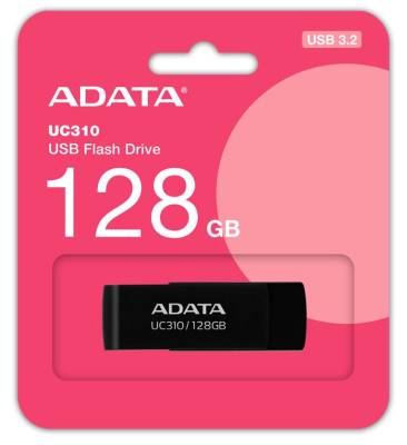 Adata Uc310 128gb Black - Usb3 Flash Drive ( Usb2.0 Backwards Compatible ) Swivel Capless Design Usb3.0 Read : 100 Mb/Sec 58x20x13mm Support Linux Mac Os Support Free Ostogo + Ufdtogo + 60days Trial Norton Internet Security - 5 Years Warranty