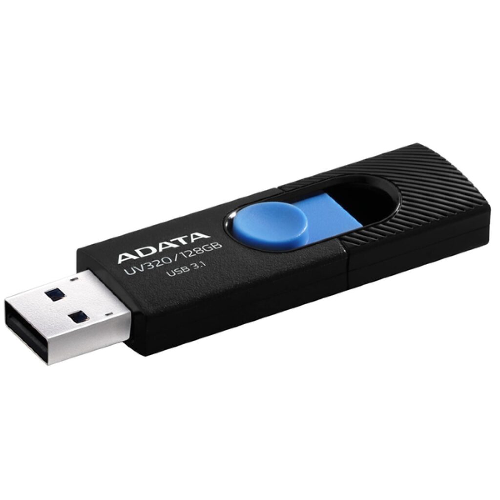 Adata Uv320 128gb Blk+Blue Usb3.0 Flash Drive ( Usb2.0 Backwards Compatible ) Capless Design With Top Thumb Sliding Lid Usb3.0 Read/Write : 90/40 Mb/Sec 55x19.5x10mm Support Linux Mac Os Support Free Ostogo + Ufdtogo + 60days Trial Norton Internet S