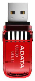 Adata 32gb Ud330 Red Usb3.0 Flash Drive Folding Cover Design + Integral Strap Mount Dust/Shock/Water Resistant - Cob Design With Mini-Size ( 32.4x18.6x12mm ) Read/Write : 100/30 Mb/Sec Support Linux Mac Os Support Free Ostogo + Ufdtogo + 60days Tri