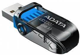 Adata 64gb Ud330 Black Usb3.0 Flash Drive Folding Cover Design + Integral Strap Mount Dust/Shock/Water Resistant - Cob Design With Mini-Size ( 32.4x18.6x12mm ) Read/Write : 100/30 Mb/Sec Support Linux Mac Os Support Free Ostogo + Ufdtogo + 60days T