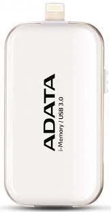 Adata I-Memory Flash Drive Ue710-64g-Cwh 64gb White - Usb3 + Apple Certified Mfi Lightning Dual-Connectors Flash Drive For Ios/Mac/Pc Support Ultra Hd 4k Video Playback + Apple Airplay ; 61x32x10mm Lightning Read/Write : 30.2/15.5 Mb/Sec With Ios/Mac/