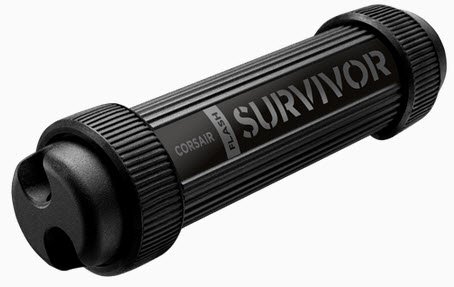 Corsair Cmfss3b-512gb Survivor Stealth Usb3.0 ( Usb2.0 Backward Compatible ) Black Housing 512gb Flash Drive Strong Cnc-Milled Anodized Aircraft-Grade Aluminum Epdm Waterproof Seal Upto 200 Meters Include True Crypt Security Application For Aes-256