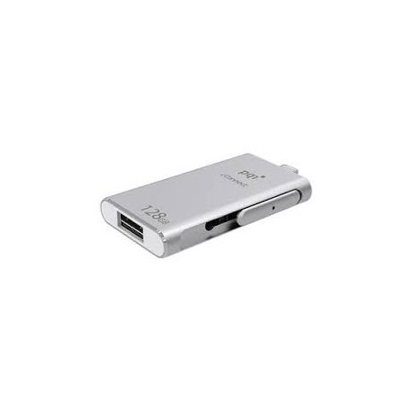 Pqi 6i01-128gr1001 Iconnect 128gb Silver - Usb3.0 + Apple Certified Mfi Lightning Dual-Connectors Flash Drive For Ios/Mac/Pc ; 54x31x8mm Read/Write : 30.2/15.5 Mb/Sec With Backup Software - 2 Years Warranty
