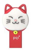 Pqi 604v-016gr2001 Connect303 ( Lucky Cat ) 16gb Red - Usb3.0 / Microusb Dual-Connectors Flash Drive Strap With 3.5mm Audio Jack Dust Cover Design Cob ( Chip-On-Board ) Design 26x42x13mm - Limited Lifetime Warranty