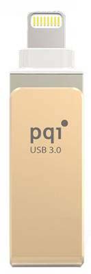 Pqi 6i04-064gr2001 Iconnect Mini 64gb Gold - Usb3.0 + Apple Certified Mfi Lightning Dual-Connectors Flash Drive For Ios/Mac/Pc ; 45x13x8mm Cob3.0 Capless Swivel Design With 1-Touch Backup + Fingerprint Security Via Ios With Mobile Strap + Strape Hole