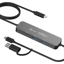 J5 Create Jch451 Usb Type-C ( Gen1 5gbps ) -> 3x Type-A ( Usb3.1/3.0/2.0 ) Hub + 4k Hdmi Ideal For Desktop Or Notebook/New Macbook 33x95x16mm + 230mm Cable Aluminum Housing Usb-Powered ( No Ac-Adapter )