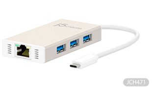 J5 Create Jch471 Usb Type-C to 3x Usb 3 Hub with Lan Port (1Gb connection)