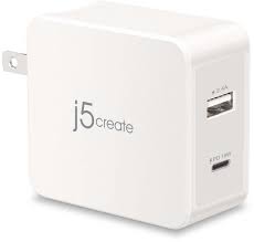 J5 Create Jup2230 30w Pd Usb-C Wall Charger - Support Pd3.0 / Qc4.0 - Type-C ( Upto 18w ) + Type-A ( Upto 2.4a ) 60x55x30mm With Ac-Adapter