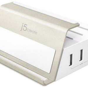 J5 Create Jup4275 4-Port Super Charging Station With Mobile Stand Design - Support Pd3.0 + Qc3.0 4x Usb Dcp ( Dedicated Charger Port ) - 1x Type-C Upto 60w + 3x Type-A ( Upto 20v/3a 75w 90x58x27mm With Ac-Adapter