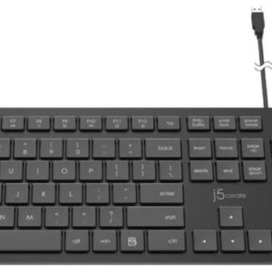 J5create Desktop Jikmu115 Black Full-Size Membrane Kb + 1200dpi Optical Wheel Mouse 12 Multimedia Keys Low-Profile Keyframe - Usb