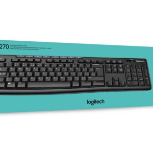 Logitech 920-004508 / 920-004509 Mk270 Cordless ( K270 Cordless Kb + M185 Mouse ) Enhanced Function Keys + 8 Hot Keys On/Off Switch On Mouse & Kb Spill-Resistant Black - Nano Receiver - Usb