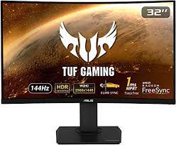 Asus Rog Tuf Vg32vq1br 32" 1500r Curved Led Display With 2x 2w Speaker + Freesync + Elmb ( Extreme Low Motion Blur ) 2-Way Adjustable ( Tilt+Swivel ) Stand Wqhd 2560x1440@165hz ( 16:9 Wqhd ) ; Brightness- 250cd/M2 1073.7million Display Colors 0.2