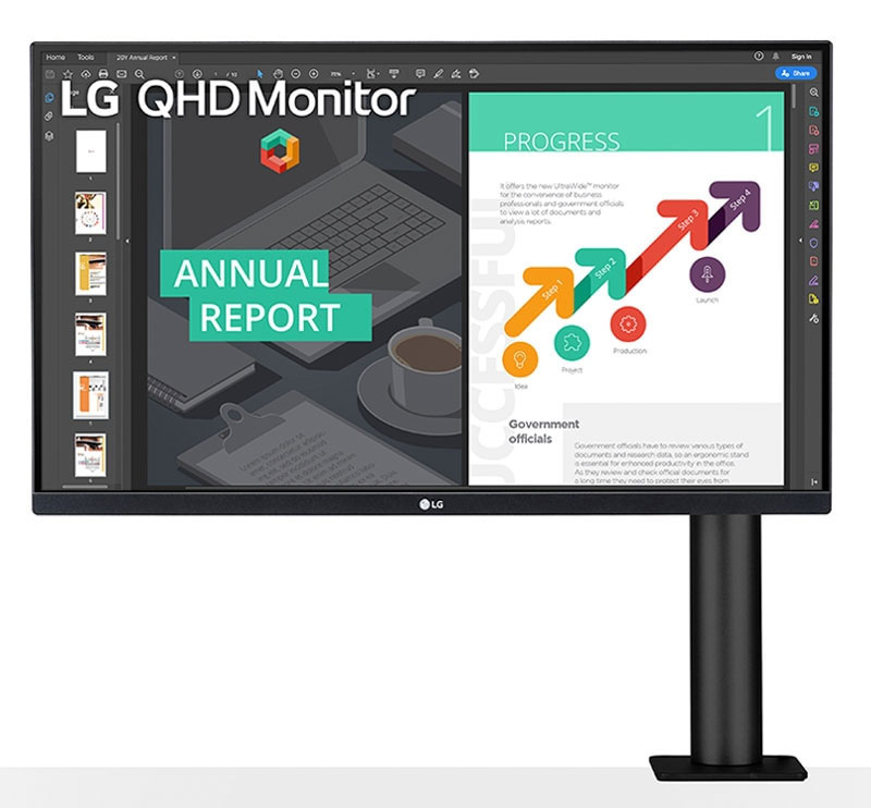 Lg 27qn880 27" Qhd Led Display - With Built-In Speaker 5-Way Adjustable Stand ( Tilt+ Height+ Swivel+ Pivot+ Extend/Retract ) With C-Clamp Amd Freesync Das ( Dynamic Action Sync ) + Black Stabilizer 10-Bit Color (8bit + A-Frc) Hdr 10 (High Dyna