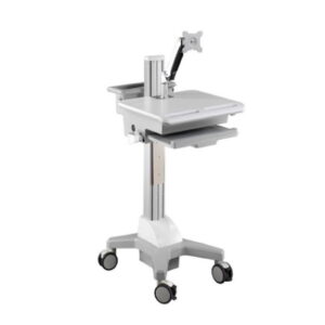 Aavara Cnr01 Mobile/Medical Workstation Cart ( With Display Arm ) - 4 Wheels With Lock Support Up To 24"/8kgs Led With 30 Tilt + 360 Rotation 130+500mm Height Adjustable With Modularized Pc Holder/ Scanner Holder / Keyboard+Mousepad Tray / Storage