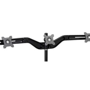 Aavara Tc743 Tripple Flip Mount 3x Lcd - Clamp Base ( Support Extra Ds460 Tripple Flip Mount Extended Pole As 6x Lcd Stand ) - 1 Center Fixed + 2 Independent Swing Arms Horizontal & Vertical Shift + 20 Swivelable + 20 Tilt + 90 Rotation Pivot For Lan