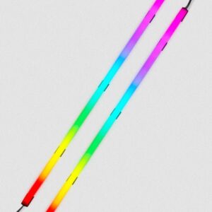 Corsair Cd-9010001-Ww/Ll Ls100 Expansion Long - Smart Lighting Strip - 2x 450mm Led Strips With 2x27 Individually Addressable Rgb Leds With 2x 300mm Rgb Extension Cables+ 2x9 Metal Plates + 2x Cable Management Clips Magnetic Adhesive Backing