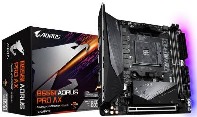Gigabyte B550 Aorus Pro Itx + Wifi(Ax) : Amd Am4 Mb - With 8 Phase Digital Vrm Pre-Mounted I/O Shield With Thermal Armor + Rgb Fusion 2.0 With On-Board Rgb Display ( Multi Zones ) Addressable Led Strip Support Thermal Backplate Smartfan5 With 5x Tempe