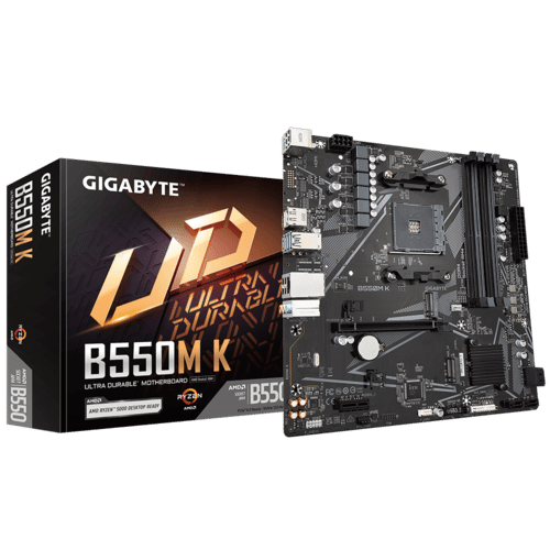 Gigabyte B550m K : Amd Am4 Mb - With 5+3 Phase Digital Vrm Rgb Fusion 2.0 Addressable Led Strip Support On-Board Q-Flash Buttons 2x Copper Pcbs Design Mosfet Heatsinks Smartfan5 With 5x Temperature Sensors + 2x Hybrid Fan Headers Solid Pin Power Co