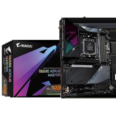 Gigabyte B650e Aorus Master + Wifi : Amd Am5 Mb - With 16+2+2 Phase Digital Vrm Aorus Animated Display On The Aluminum I/O Cover Nanocarbon Aluminum Backplate Fins-Array Iii With Nanocarbon Coating+8mm Heatpipe Addressable Led Strip Support On-Board