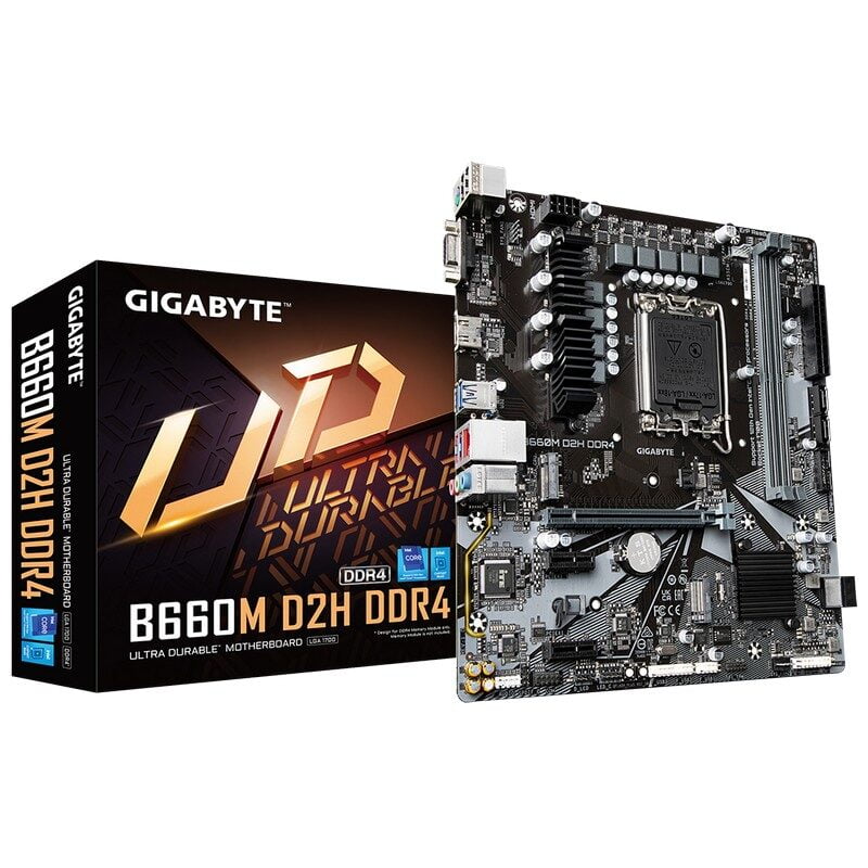 Gigabyte B760m H Ddr4 : All-In-One Lga1700 Alder Lake Mb - With 6+1+1 Phase Digital Vrm Hybrid Core Optimization Addressable Led Strip Support On-Board Buttons ( Reset + Q-Flash ) 2x Copper Pcbs Design Smartfan6 With 4x Temperature Sensors + 3x Hybr