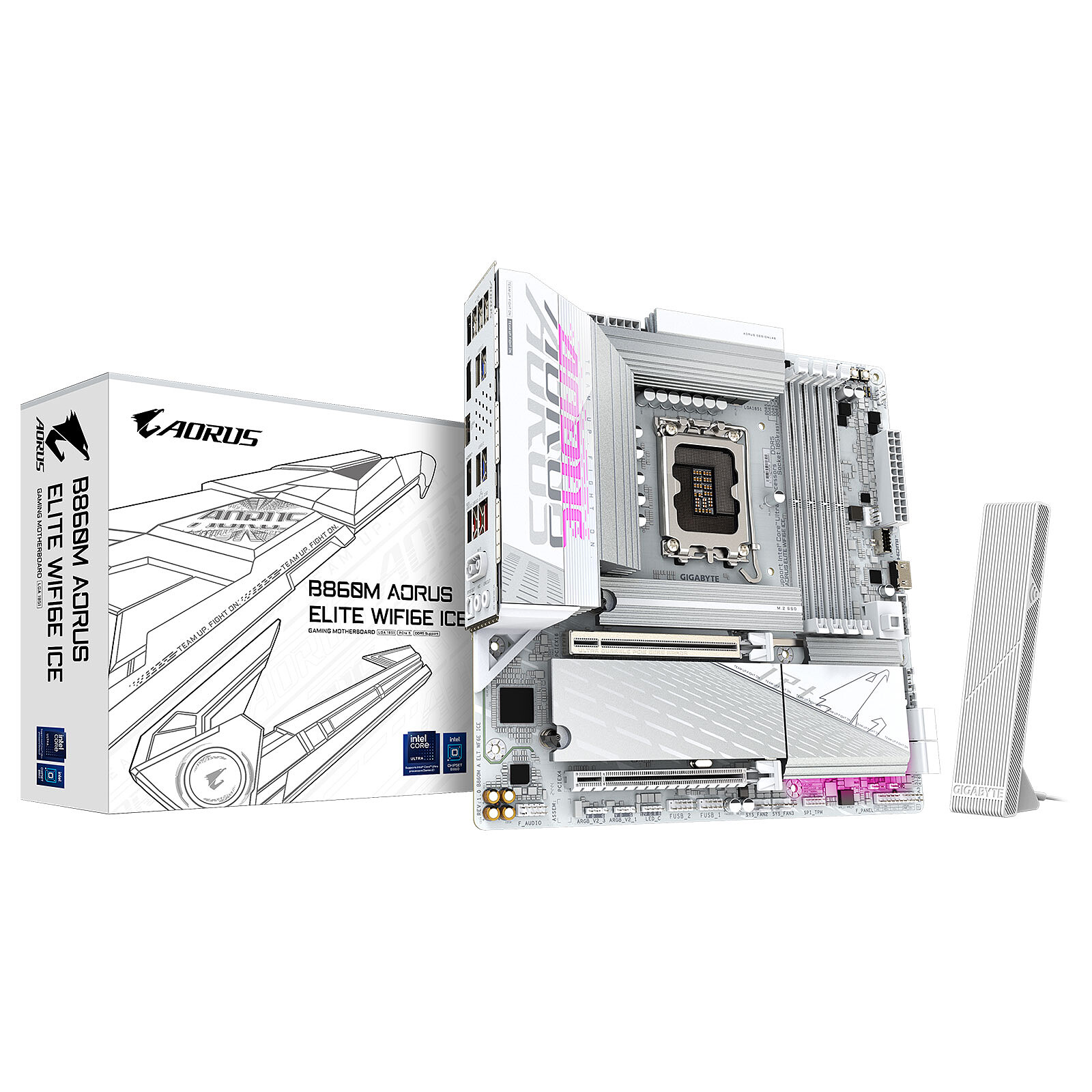 Gigabyte B860 Aorus Elite White ice+Wifi lga 1851 arrow lake motherboard