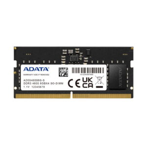 Adata Ad5s480016g Ddr5 Nb So-Dimm Valueram 16gb Ddr5-4800 Single Rank X8 Cl40 - 262pin Built-In Ecc 1.1v - Lifetime Warranty - Retail Pack