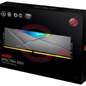 Adata Ax4u480038g19k-Dgm50x Rgb D50 - 8gb X2 Kit Solid Constructed Metal Heatsink ( 133.35x40x8mm ) 10-Layer Pcb Support Intel + Amd Xmp ( Extreme Memory Profiles ) Ddr4-4800 ( Pc4-38399) Cl19 1.5v - 288pin - Lifetime Warranty