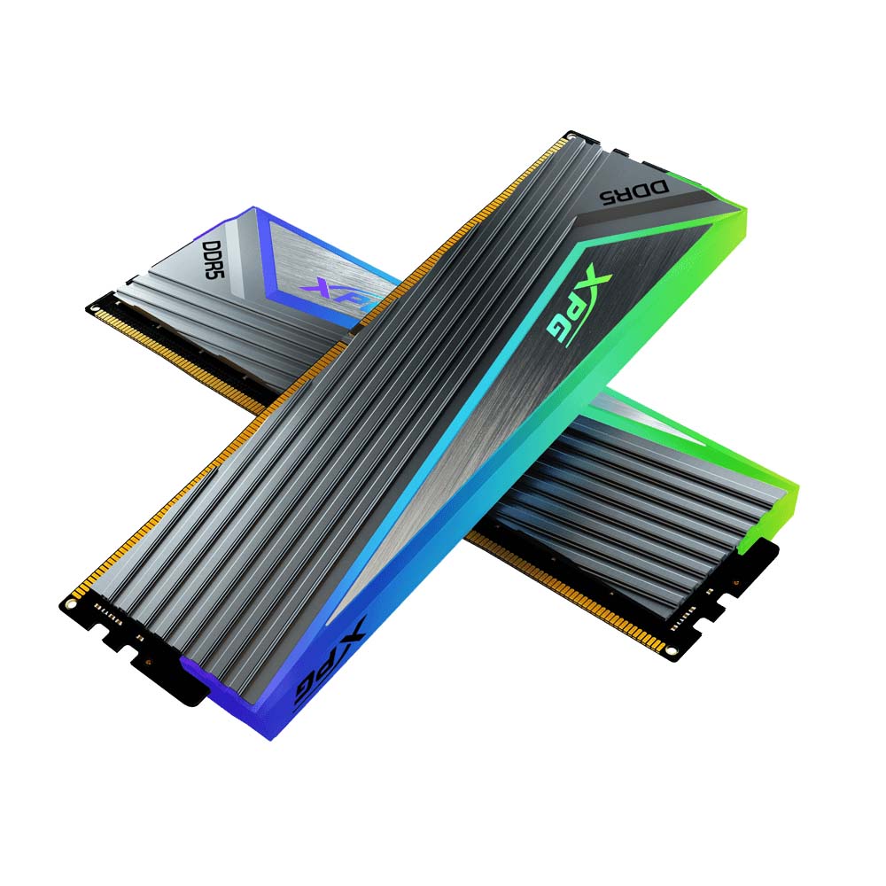 Adata Ax5u6400c4016g-Dccargy - Ddr5-6400 Rgb Caster Black Low-Profile Heatsink 16gb X2 Dual Kit Cl40 - 288pin 38.4gb/Sec Memory Bandwidth Built-In Ecc 1.4v With Built-In Power Management Ic - Lifetime Warranty - Retail Pack