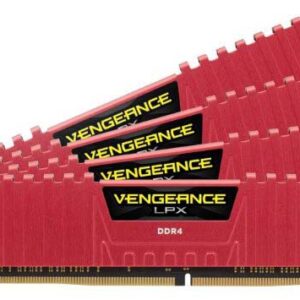 Corsair Vengeance Lpx Red (Cmk16gx4m4a2400c14r) 16gb (4x 4gb) Ddr4 2400mhz Cl14 Desktop Gaming Memory Module Kit
