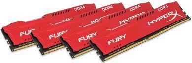 Kingston Hyper-X Fury With Red Asymmetrical Heatsink Hx424c15frk4/64 Ddr4-2400 ( Pc4-19200)  Cl15 16gb X 4 Kit - Support Intel Xmp ( Extreme Memory Profiles ) 1.2v - 288pin - Lifetime Warranty