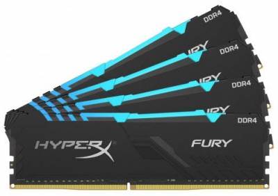 Kingston Hyper-X Rgb Fury Hx430c16fb4ak4/64 / Rgb Fury Beast Kf430c16bbak4/64 With Heatsink Ddr4-3000 ( Pc4-24000) Cl16 16gb X4 Kit - Support Intel Xmp ( Extreme Memory Profiles ) 1.35 - 288pin - Lifetime Warranty